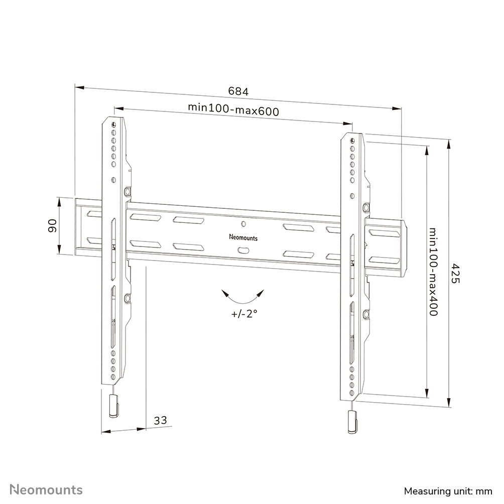 Neomounts WL30S-850BL16 TV-Wandhalterung 42-86" - fest - abschließbar - schnelle Installation